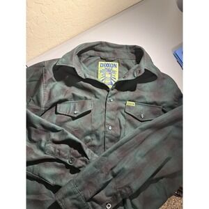 Dixxon Flannel The Absinthe Men's Large Long Sleeve Shirt Green Plaid Pearl Snap